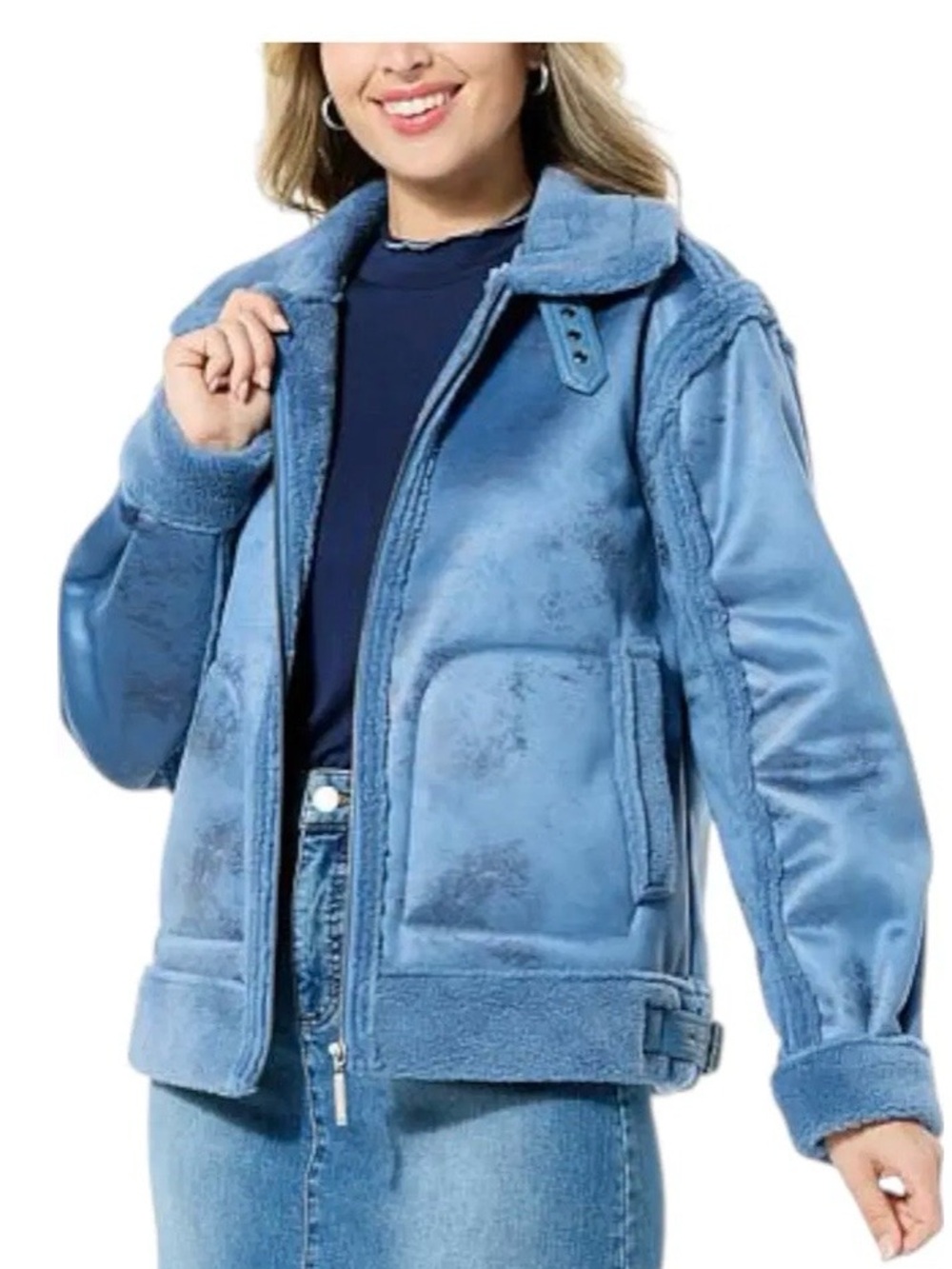 Classic Blue Faux-Shearling G by Giuliana Women's coat